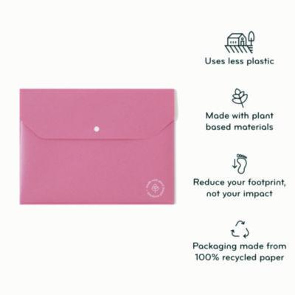 U-Eco Document Holder, 0.59" Expansion, 1 Section, Snap Button Closure, Letter Size, Assorted Colors, 10/Pack