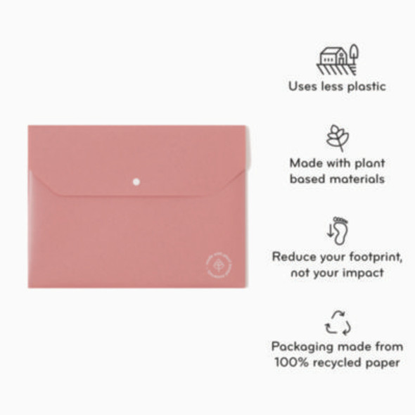 U-Eco Document Holder, 0.59" Expansion, 1 Section, Snap Button Closure, Letter Size, Assorted Colors, 10/Pack