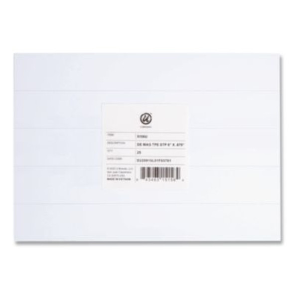 Dry Erase Magnetic Tape Strips, 6" X 0.88", White, 25/Pack