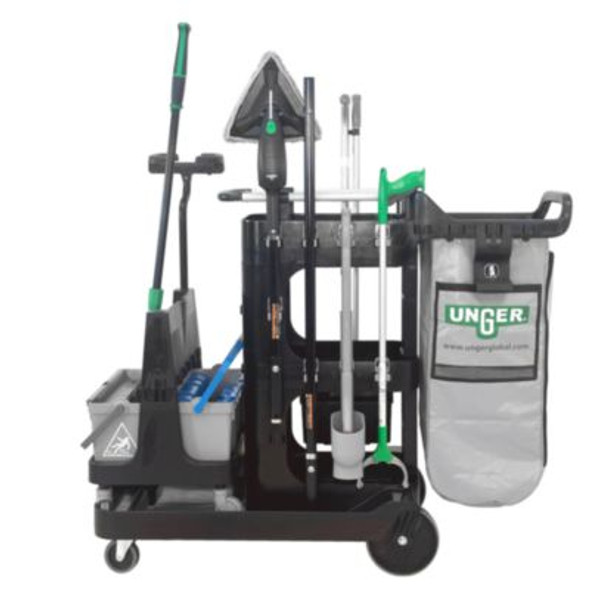 Deepcleanrx Janitorial Carts, Plastic, 3 Shelves, 24 x 26 x 26, Black