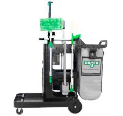 Spotcleanrx Janitorial Carts, Plastic, 3 Shelves, 23.5 x 25 x 25, Black