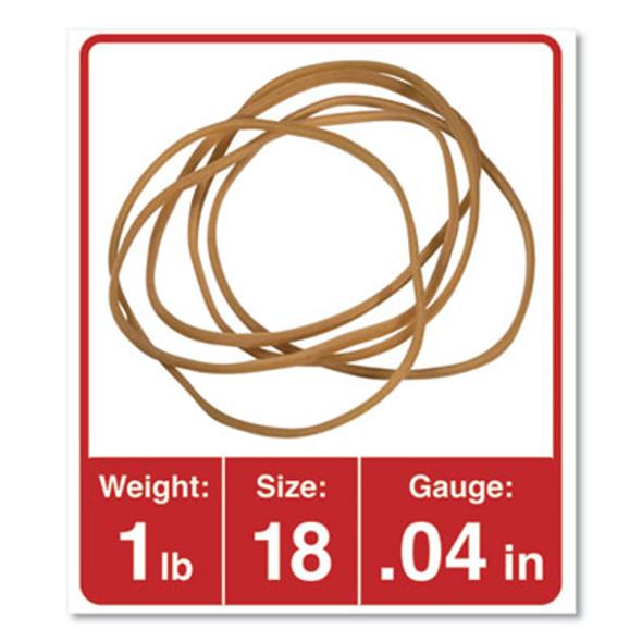 Rubber Bands, Size 18, 0.04" Gauge, Beige, 1 Lb Box, 1,600/Pack