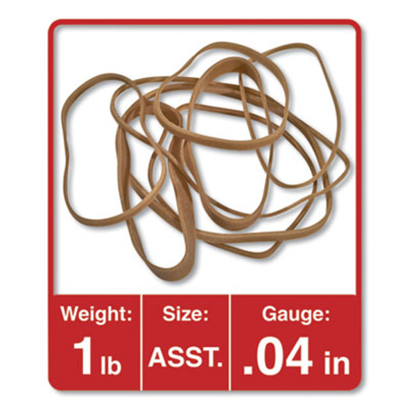 Rubber Bands, Size 54 (Assorted), Assorted Gauges, Beige, 1 Lb Box