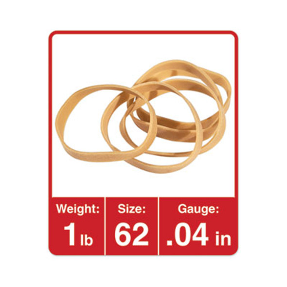 Rubber Bands, Size 62, 0.04" Gauge, Beige, 1 Lb Box, 490/Pack