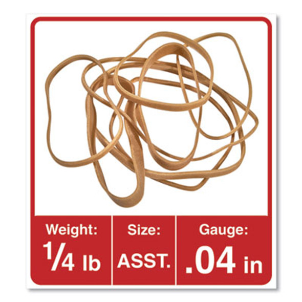Rubber Bands, Size 54 (Assorted), Assorted Gauges, Beige, 4 Oz Box