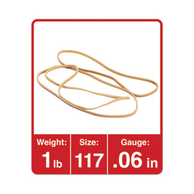 Rubber Bands, Size 117, 0.06" Gauge, Beige, 1 Lb Box, 210/Pack
