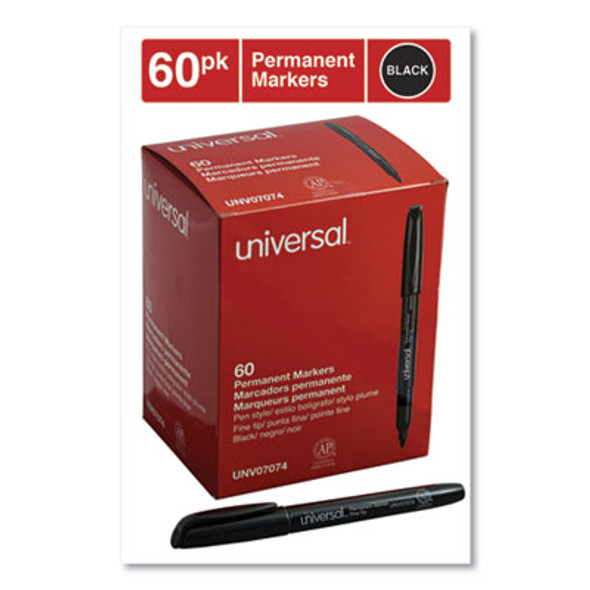 Pen-Style Permanent Marker Value Pack, Fine Bullet Tip, Black, 60/Pack