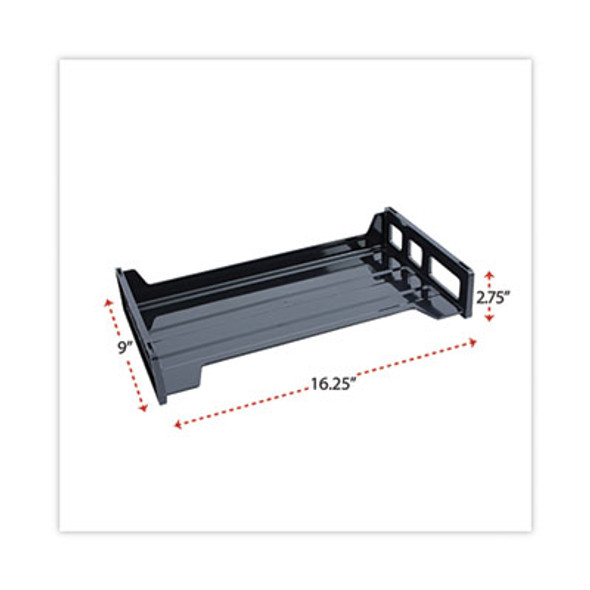 Recycled Plastic Side Load Desk Trays, 2 Sections, Legal Size Files, 16.25" X 9" X 2.75", Black