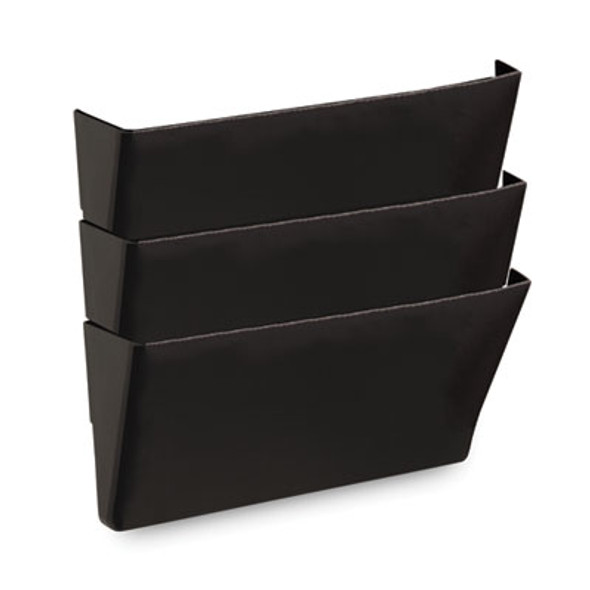 Wall File Pockets, 3 Sections, Letter Size,13" x 4.13" x 14.5", Black, 3/Pack