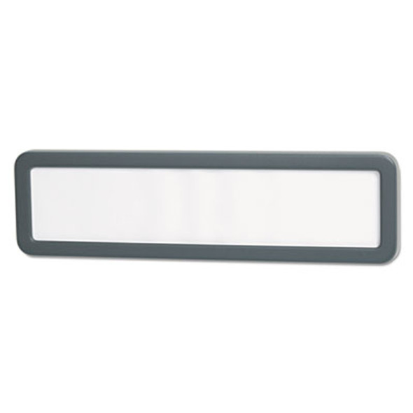 Recycled Cubicle Nameplate With Rounded Corners, 9 x 2.5, Charcoal