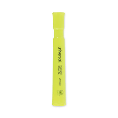 Desk Highlighters, Fluorescent Yellow Ink, Chisel Tip, Yellow Barrel, Dozen