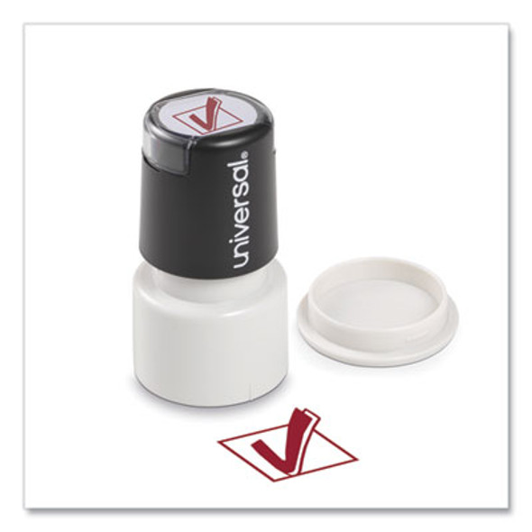 Round Message Stamp, Check Mark, Pre-Inked/Re-Inkable, Red