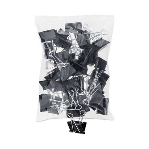Binder Clip Zip-Seal Bag Value Pack, Large, Black/Silver, 36/Pack
