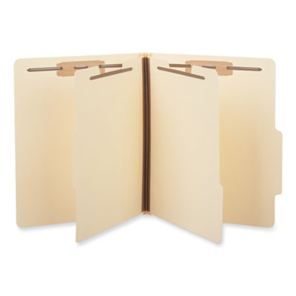 Classification Folders, 2/5-Cut Tab: Right Of Center, Expands 2", 2 Dividers, 6 Fasteners, Letter Size, Manila, 15/Box