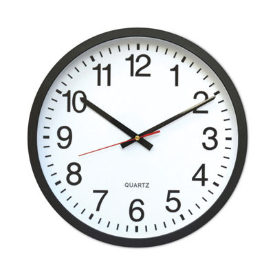 Classic Round Wall Clock, 12.63" Overall Diameter, Black Case, 1 Aa (Sold Separately)
