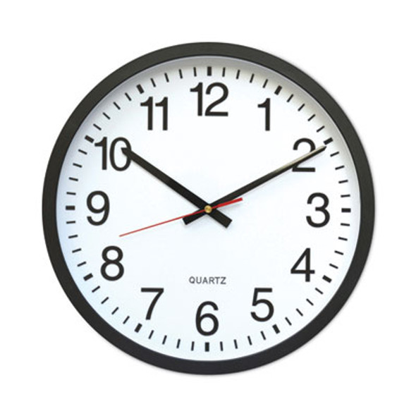 Classic Round Wall Clock, 12.63" Overall Diameter, Black Case, 1 Aa (Sold Separately)