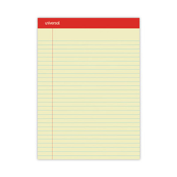 Perforated Ruled Writing Pads, Wide/Legal Rule, Red Headband, 50 Canary-Yellow 8.5 X 11.75 Sheets, Dozen