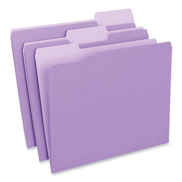 Interior File Folders, 1/3-Cut Tabs: Assorted, Letter Size, 11-Pt Stock, Violet, 100/Box