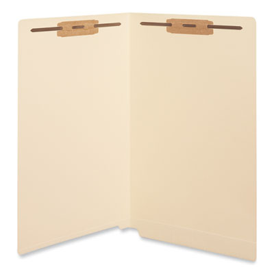 Reinforced End Tab Fastener Folders, Straight Tab, Expands 0.75", 2 Fasteners, Legal Size, Manila, 50/Box
