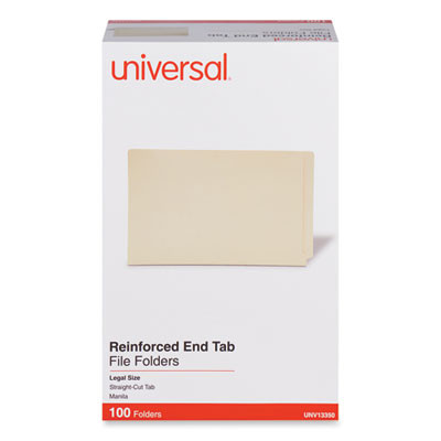 Deluxe Reinforced End Tab Folders, Straight Tabs, Legal Size, 0.75" Expansion, Manila, 100/Box