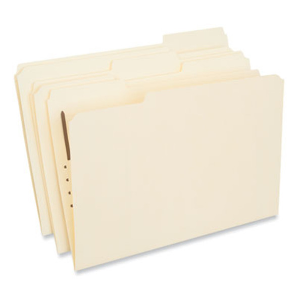 Reinforced Top Tab Fastener Folders, 1/3-Cut Tab: Assorted, Expands 0.75", 1 Fastener, Legal Size, Manila, 50/Box