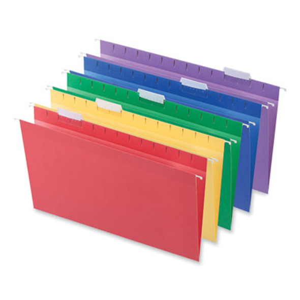 Deluxe Bright Color Hanging File Folders, Legal Size, 1/5-Cut Tabs, Assorted Colors, 25/Box