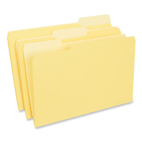 Interior File Folders, 1/3-Cut Tabs: Assorted, Legal Size, 11-Pt Stock, Yellow, 100/Box