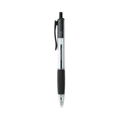 Comfort Grip Ballpoint Pen, Retractable, Medium 1 Mm, Black Ink, Clear/Black Barrel, Dozen
