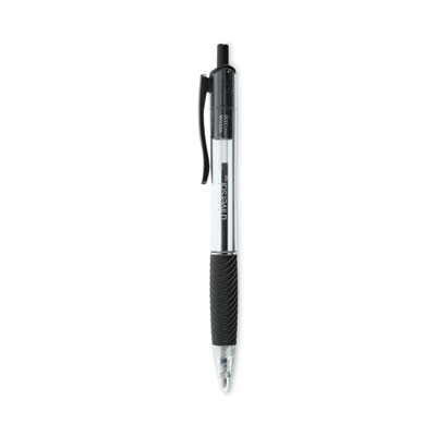 Comfort Grip Ballpoint Pen, Retractable, Medium 1 Mm, Black Ink, Clear/Black Barrel, 48/Pack