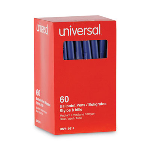 Ballpoint Pen Value Pack, Stick, Medium 1 Mm, Blue Ink, Gray/Blue Barrel, 60/Pack
