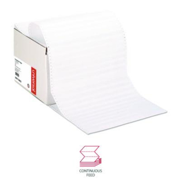 Printout Paper, 1-Part, 20 Lb Bond Weight, 14.88 x 11, White/Green Bar, 2,400/Carton