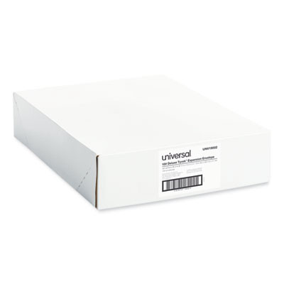 Deluxe Tyvek Expansion Envelopes, Open-Side, 2" Capacity, #13 1/2, Square Flap, Self-Adhesive Closure, 10 x 13, White, 100/Bx