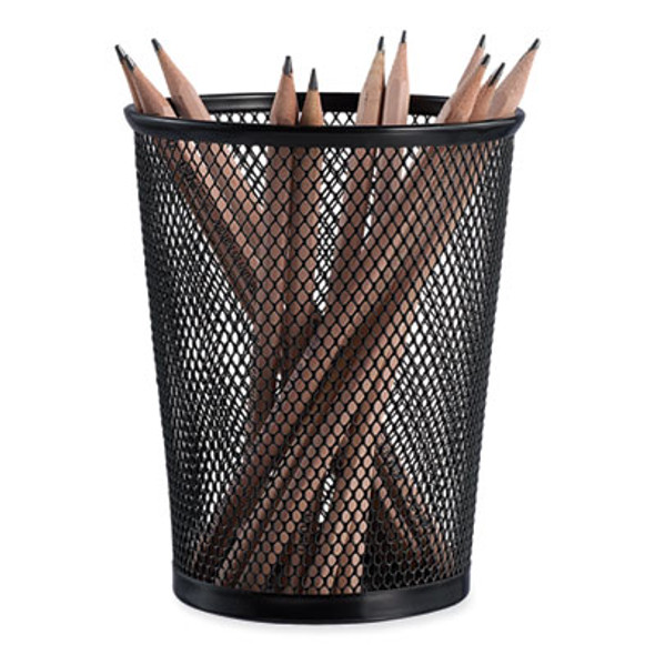 Jumbo Steel Mesh Pencil Cup, 4.38" Diameter x 5.38"h, Black