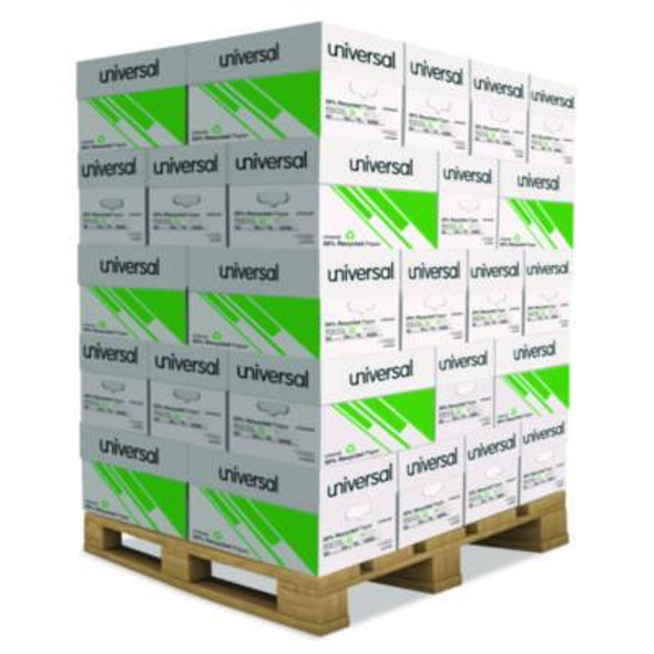 30% Recycled Copy Paper, 92 Bright, 20 Lb Bond Weight, 8.5 x 11, White, 500 Sheets/Ream, 10 Reams/Carton, 40 Cartons/Pallet