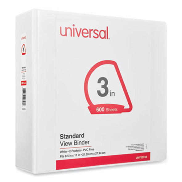 Slant D-Ring View Binder, 3 Rings, 3" Capacity, 11 x 8.5, White