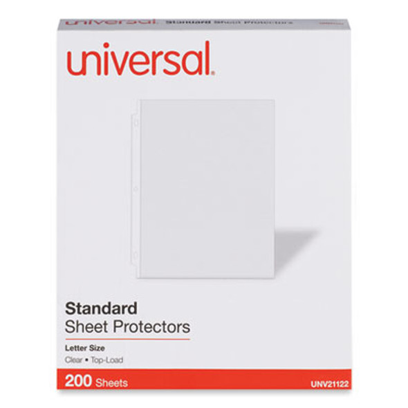 Standard Sheet Protectors, Medium-Duty, Side: 3-Hole Punched, Top Load 8.5 x 11 Insert, Clear Front, 200/Box