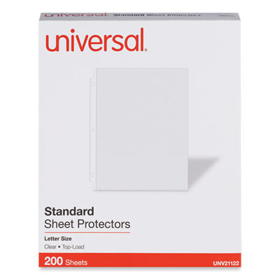Standard Sheet Protectors, Medium-Duty, Side: 3-Hole Punched, Top Load 8.5 x 11 Insert, Clear Front, 200/Box