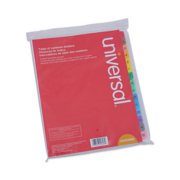 Deluxe Table Of Contents Dividers For Printers, 15-Tab, 1 To 15; Table Of Contents, 11 X 8.5, White, 6 Sets