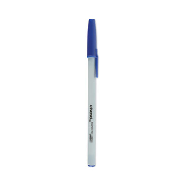 Ballpoint Pen, Stick, Medium 1 Mm, Blue Ink, Gray/Blue Barrel, Dozen