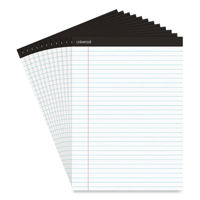 Premium Ruled Writing Pads With Heavy-Duty Back, Black Headband, Wide/Legal Rule, (50) White 8.5 x 11 Sheets, 12/Pack