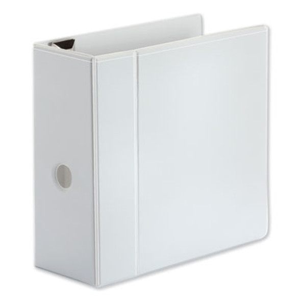 Deluxe Easy-To-Open D-Ring View Binder, 3 Rings, 5" Capacity, 11 X 8.5, White