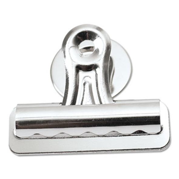 Bulldog Magnetic Clips, Medium, Nickel, 12/Pack