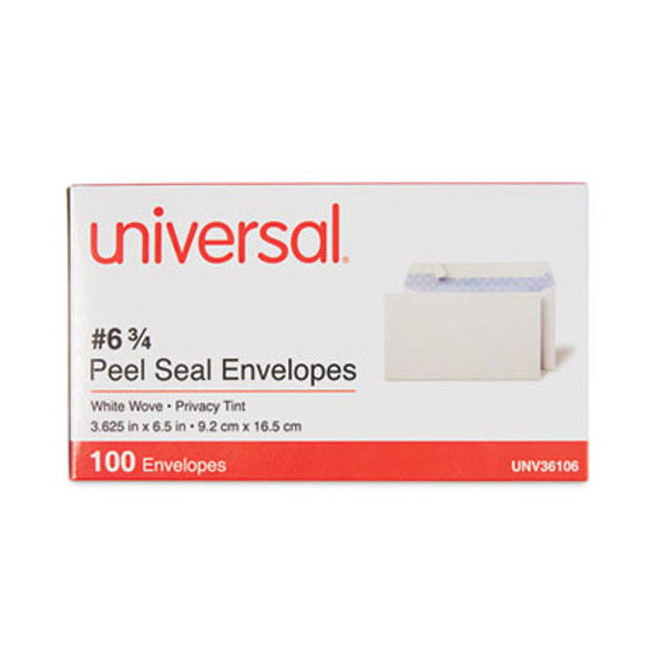 Peel Seal Strip Security Tint Business Envelope, #6 3/4, Square Flap, Self-Adhesive Closure, 3.63 x 6.5, White, 100/Box