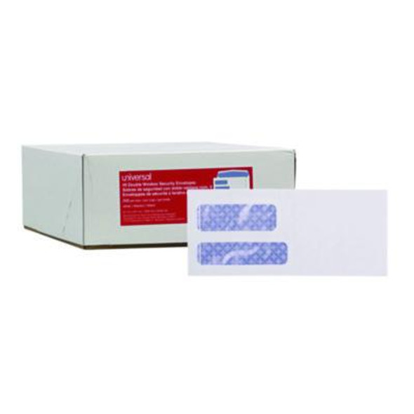 Double Window Business Envelope, #9, Commercial Flap, Gummed Closure, 3.88 x 8.88, White, 500/Box