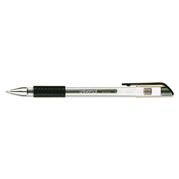 Comfort Grip Gel Pen, Stick, Medium 0.7 Mm, Black Ink, Clear/Black Barrel, Dozen