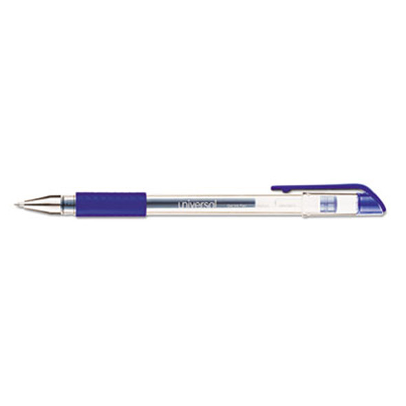 Comfort Grip Gel Pen, Stick, Medium 0.7 Mm, Blue Ink, Clear/Blue Barrel, Dozen