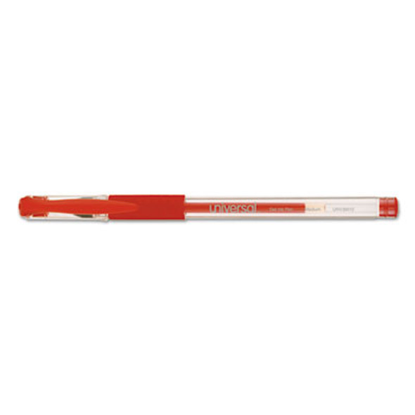 Comfort Grip Gel Pen, Stick, Medium 0.7 Mm, Red Ink, Clear/Red Barrel, Dozen