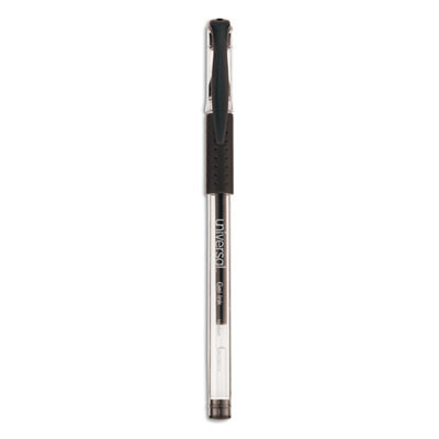 Comfort Grip Gel Pen, Stick, Medium 0.7 Mm, Black Ink, Clear/Black Barrel, 60/Pack