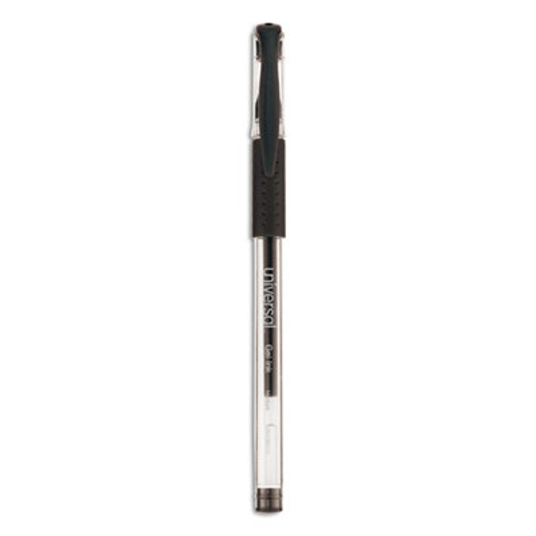 Comfort Grip Gel Pen, Stick, Medium 0.7 Mm, Black Ink, Clear/Black Barrel, 60/Pack