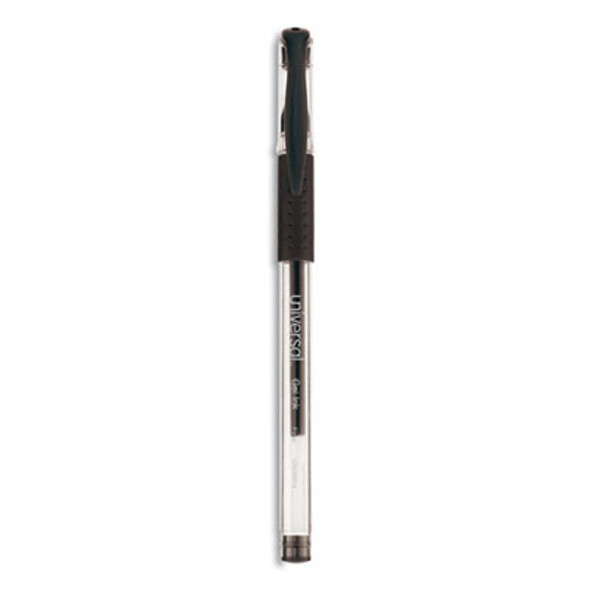 Comfort Grip Gel Pen, Stick, Fine 0.5 Mm, Black Ink, Clear/Black Barrel, Dozen